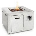 Serenelife Propane Gas Fire Pit Table - 40,000 BTU Square Gas Firepits with Cover for Outside SLFPCN42